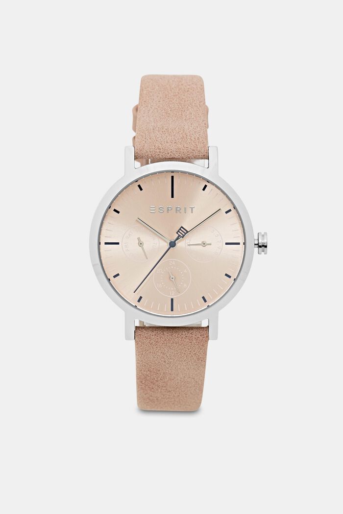 Multi-functional watch with a leather strap