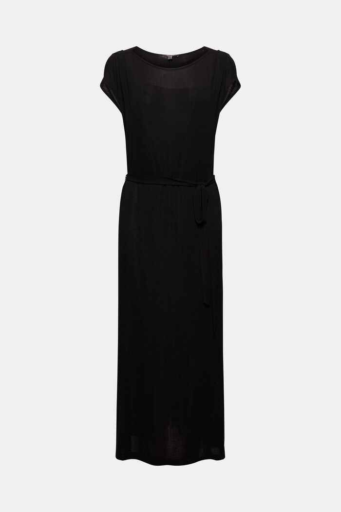 Jersey maxi dress made of LENZING™ ECOVERO™, BLACK, detail image number 5