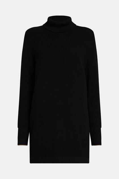 Knitted turtleneck dress with cashmere