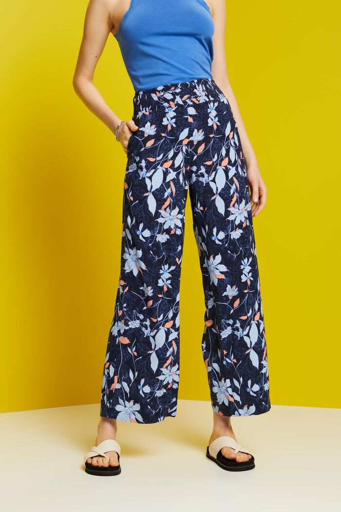 Wide leg pull-on trousers, DARK BLUE, detail image number 0
