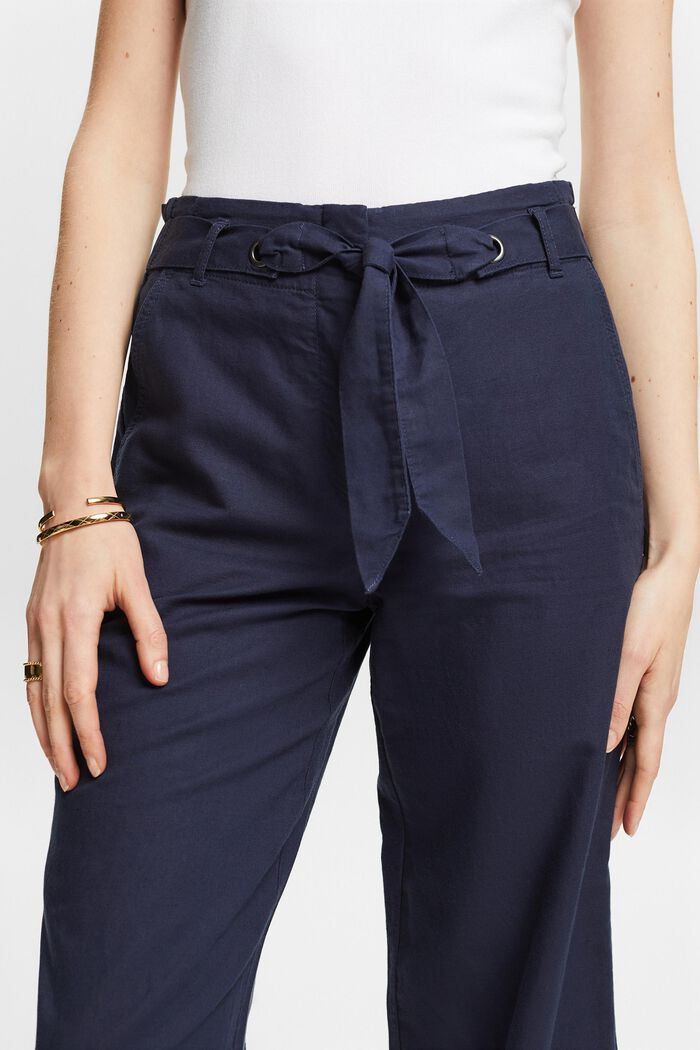 Cotton-Linen Cropped Culotte, NAVY, detail image number 4