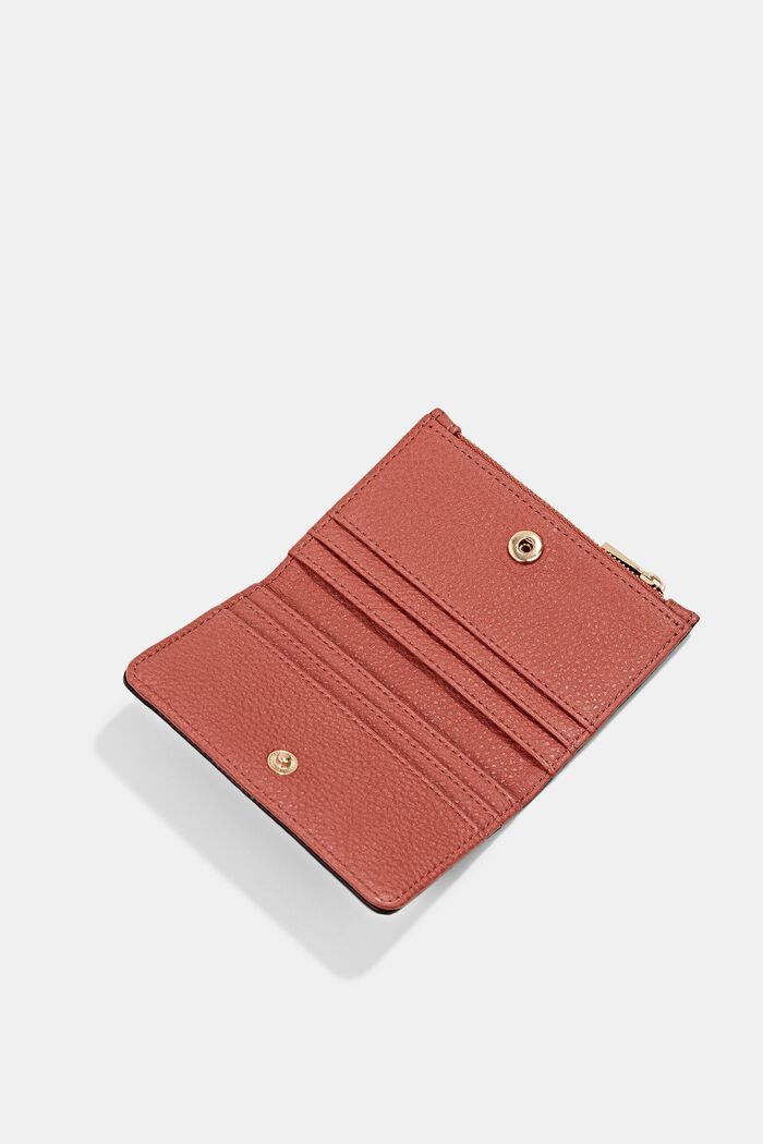 Vegan: small faux leather wallet, CORAL RED, detail image number 3