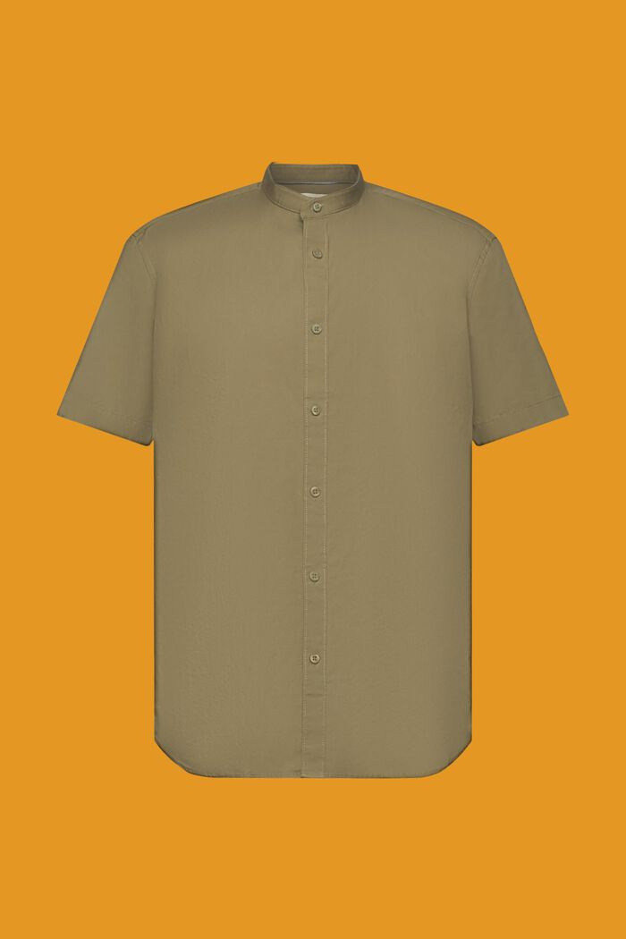 Cotton Stand Collar Shirt, KHAKI GREEN, detail image number 5