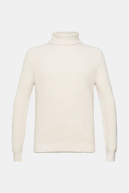 Chunky knit roll neck jumper, OFF WHITE, overview