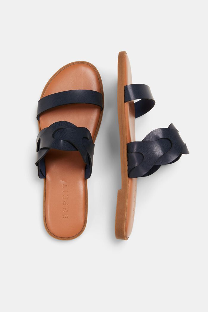 Braided Vegan Leather Slide Sandals, NAVY, detail image number 5