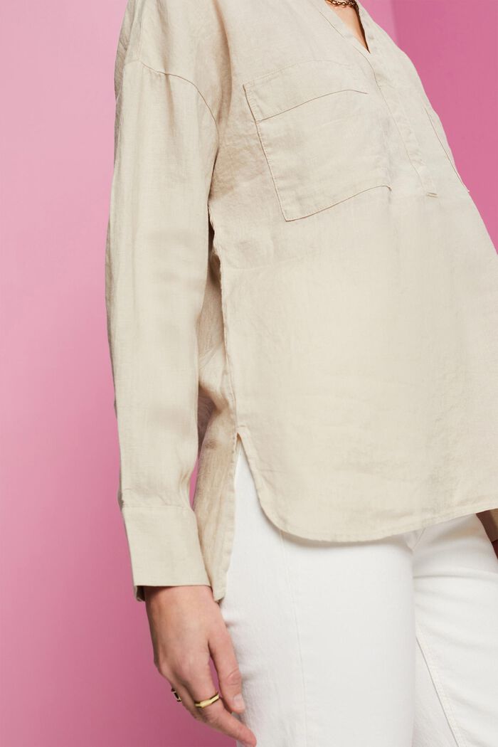 Linen Blouse, LIGHT TAUPE, detail image number 2