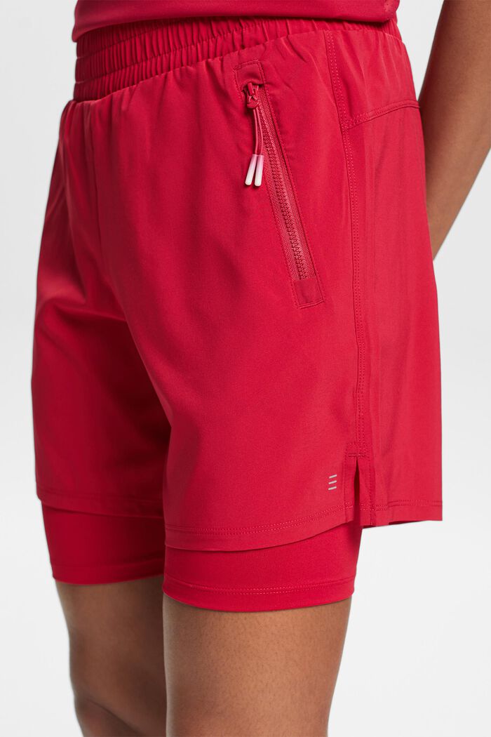 Active Double-Layer Shorts, DARK RED, detail image number 4