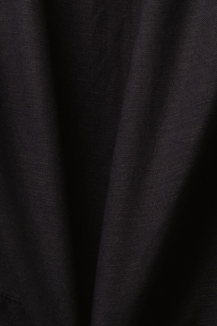Blended linen and viscose woven midi dress, BLACK, detail image number 5