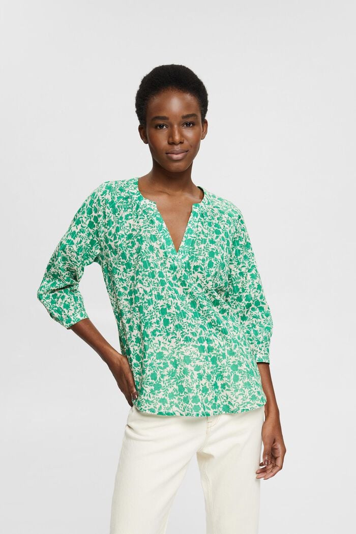 Patterned blouse with 3/4 sleeves
