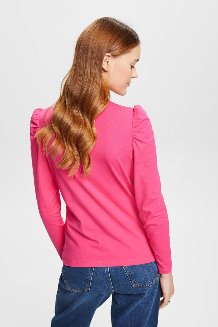 Long-sleeved top with a keyhole neck, PINK FUCHSIA, detail image number 3