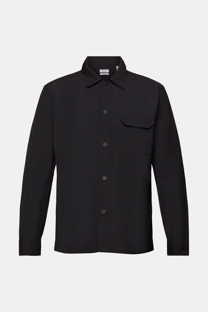 Textured Long-Sleeve Shirt, BLACK, detail image number 5