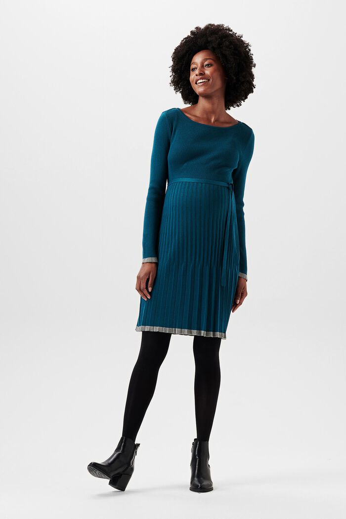 Pleated knit dress, organic cotton