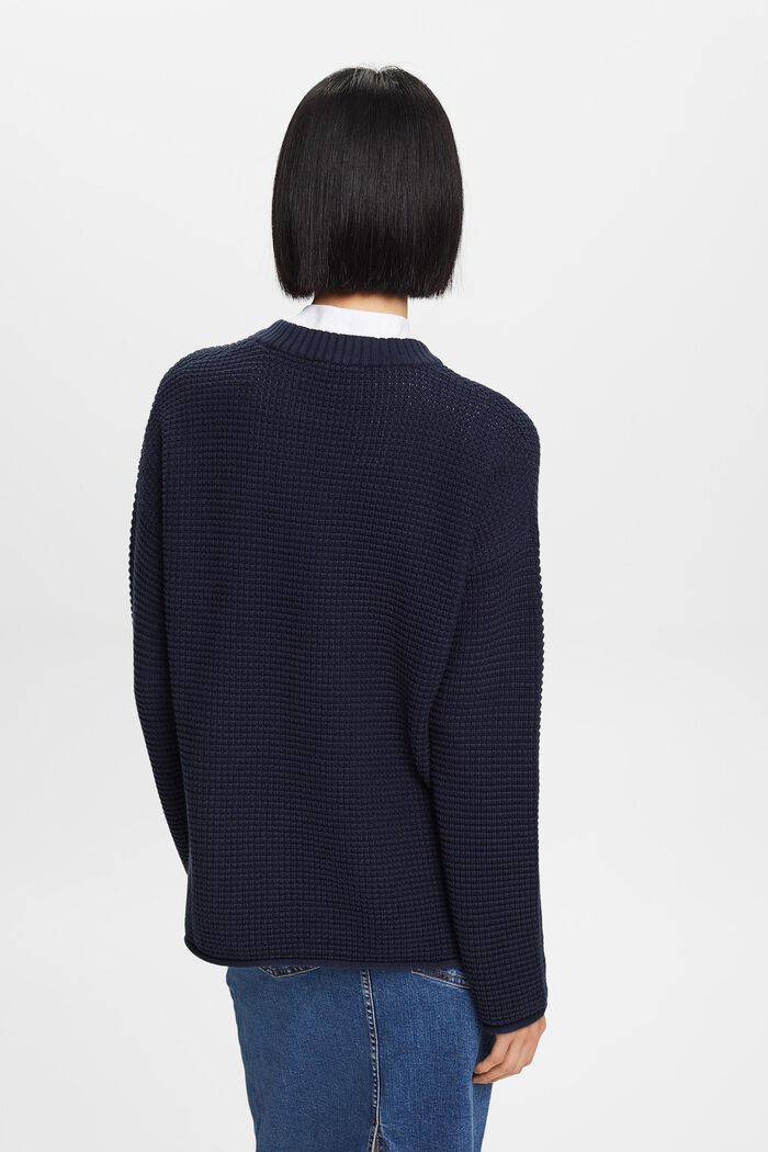 Textured Knit Sweater, NAVY, detail image number 3