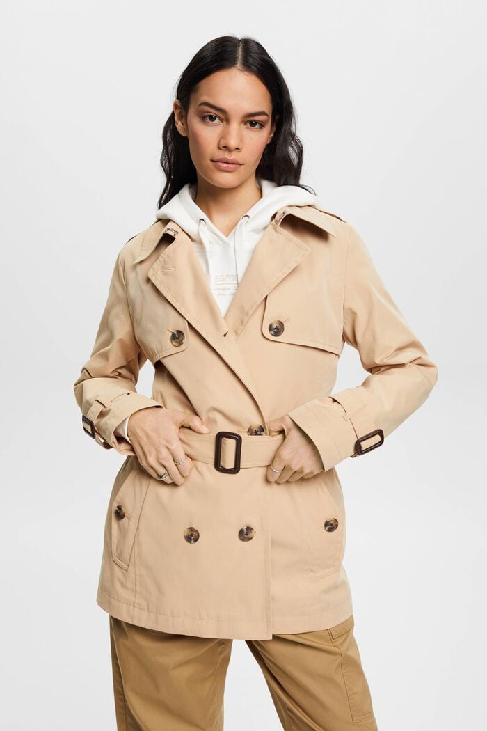 Short trench coat with belt, SAND, detail image number 0