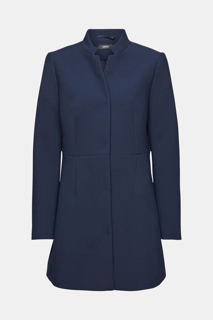 Waisted coat with inverted lapel collar, NAVY, detail image number 7
