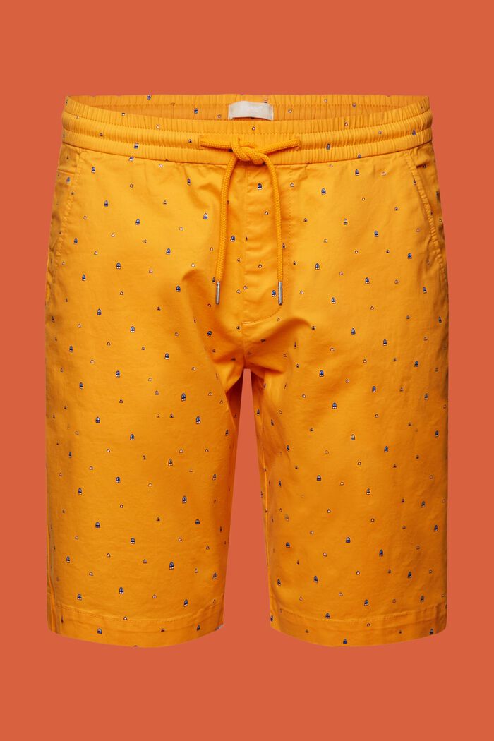 Patterned pull-on shorts, stretch cotton, BRIGHT ORANGE, detail image number 7