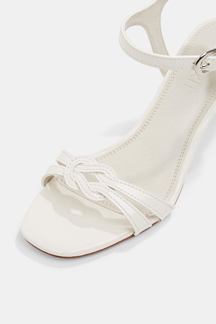 Heeled sandals in imitation patent leather, OFF WHITE, detail image number 4