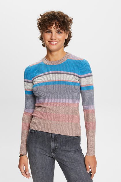 Striped rib knit jumper, LENZING™ ECOVERO™