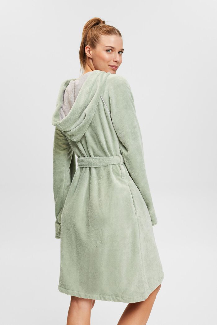 Terry cloth bathrobe with hood, SOFT GREEN, detail image number 3