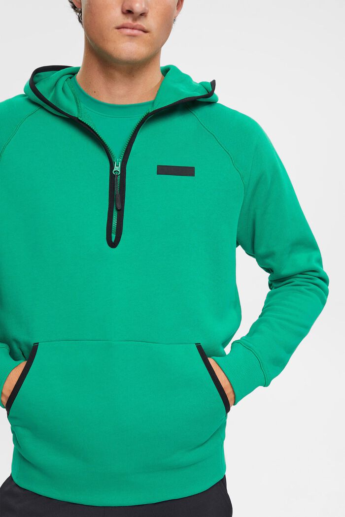 Quarter zip hoodie, GREEN, detail image number 0