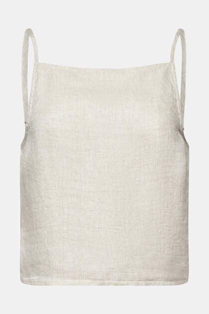 Open Back Cropped Undyed Linen Blouse