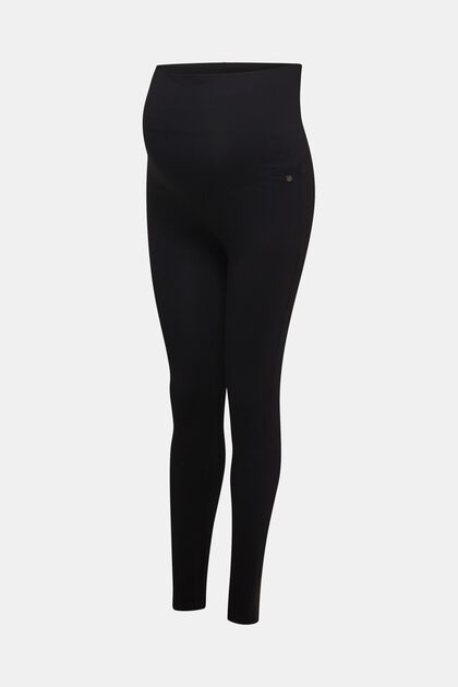 Leggings with an over-bump waistband, BLACK, overview