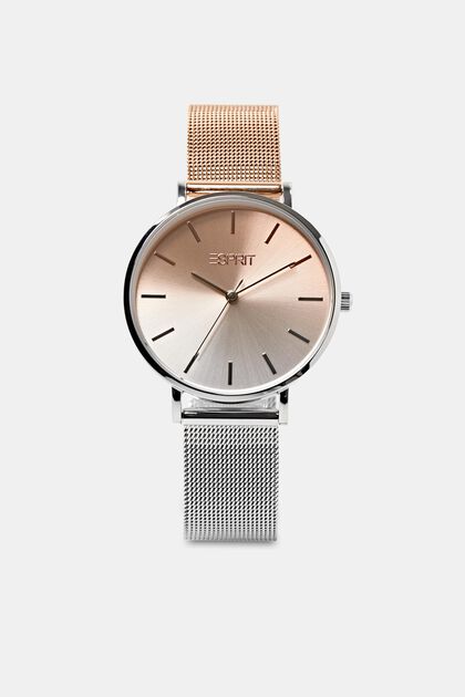 Stainless Steel Bi-Colored Mesh Strap Watch
