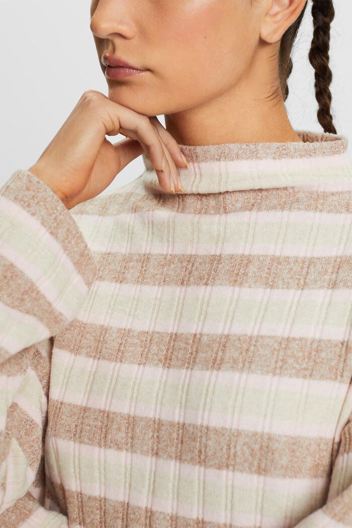 Brushed Striped Longsleeve Top, ICE, detail image number 1