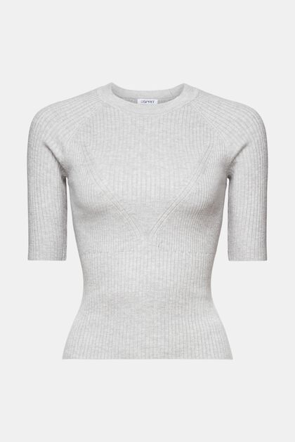Ribbed Short-Sleeve Sweater