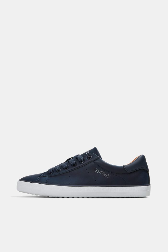 Faux leather trainers, NAVY, overview