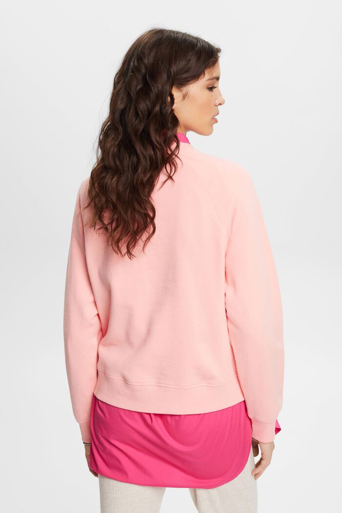 Sweatshirt with logo print and embroidered flowers, PINK, detail image number 3