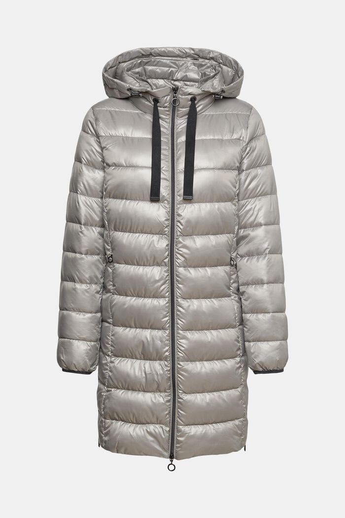 Quilted coat with detachable drawstring hood