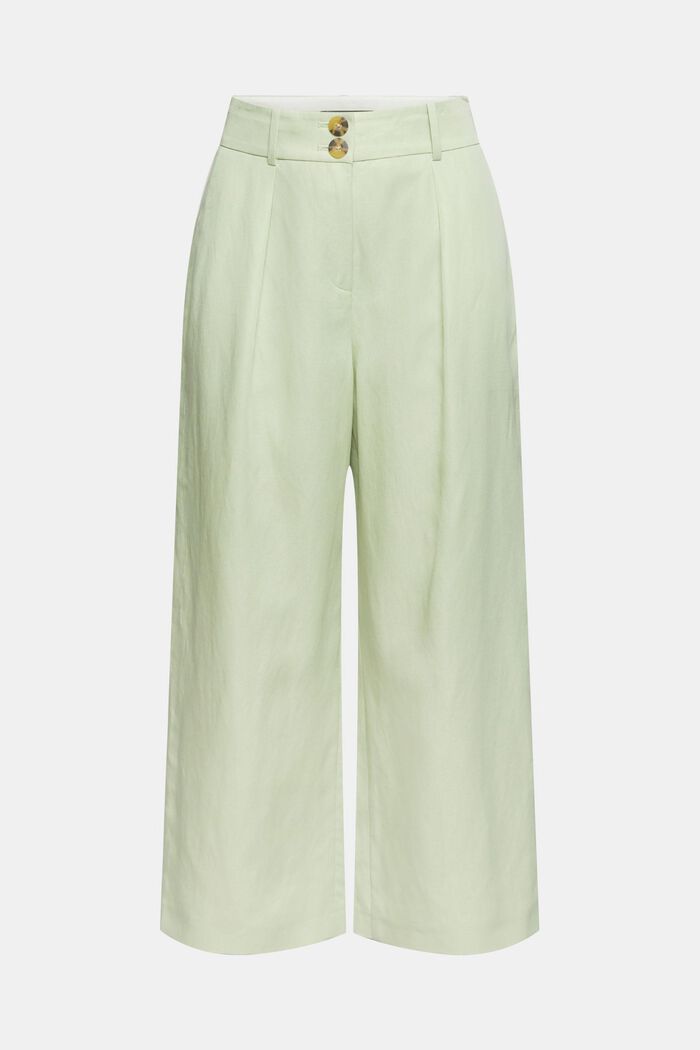 Linen blend: Cropped trousers