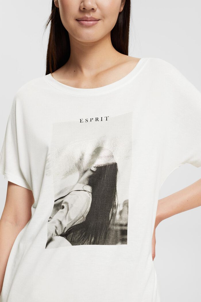 Print t-shirt, LENZING™ ECOVERO™, OFF WHITE, detail image number 0