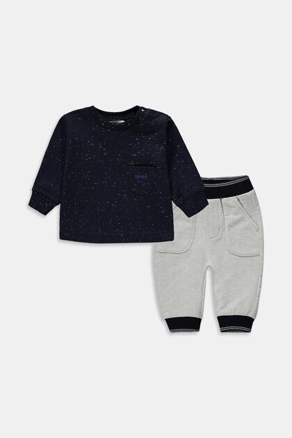 Mixed set: Long-sleeved top and joggers, NAVY, overview