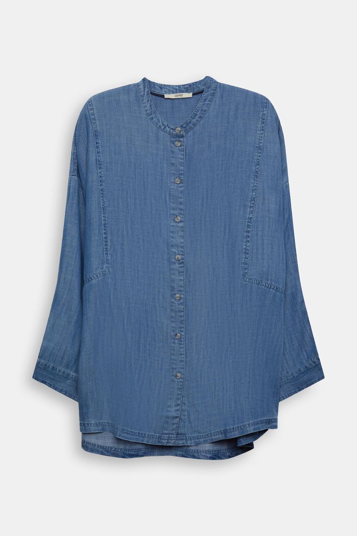 Faux-denim blouse, BLUE MEDIUM WASHED, detail image number 0