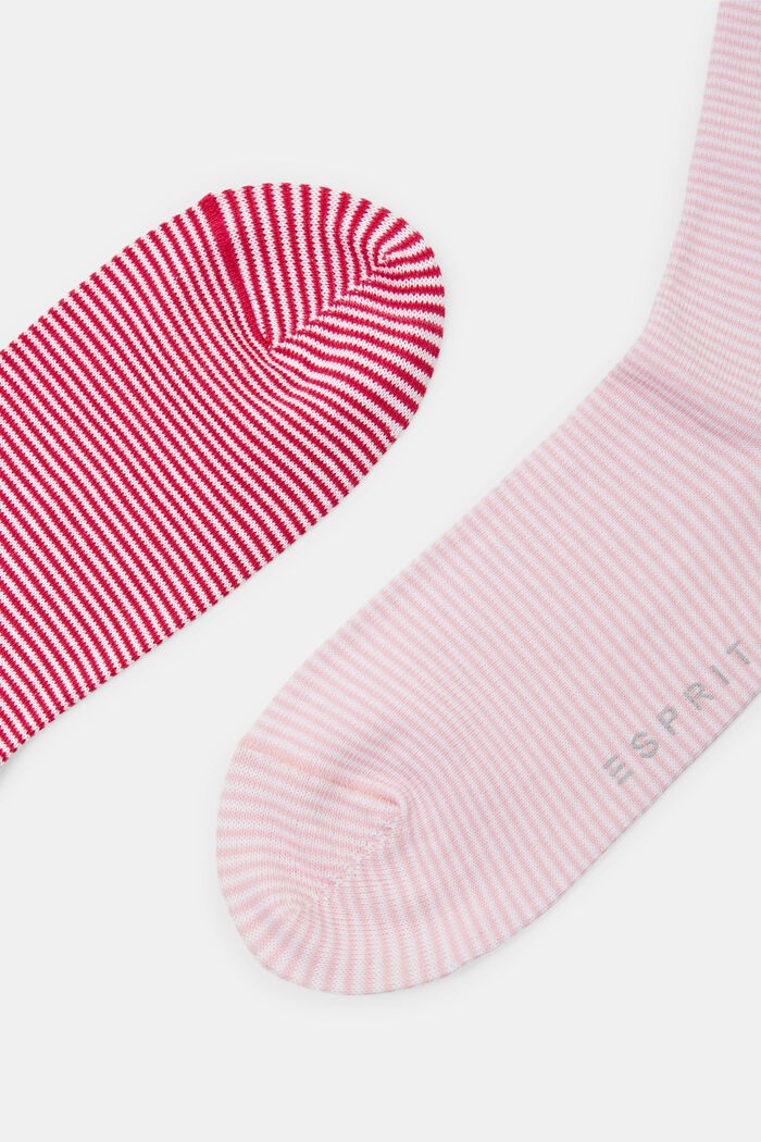 Striped socks with rolled cuffs, organic cotton, RED/ROSE, detail image number 2
