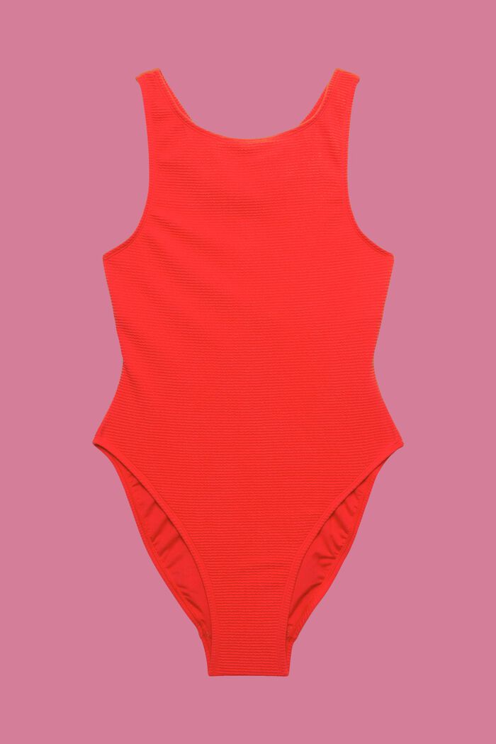 Textured swimsuit, RED, detail image number 4