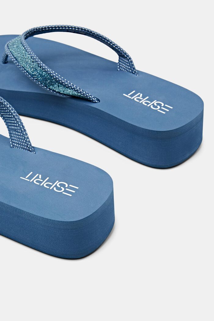Platform Toe-Strap Slippers, BLUE, detail image number 4