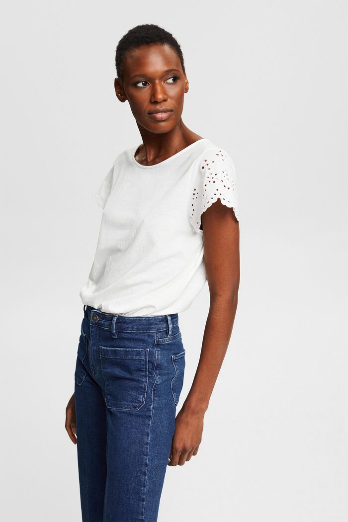 Broderie anglaise detail T-shirt made of recycled material