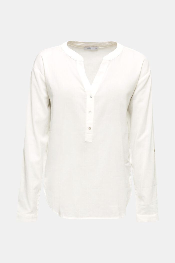 Blouse with turn-up sleeves, OFF WHITE, overview