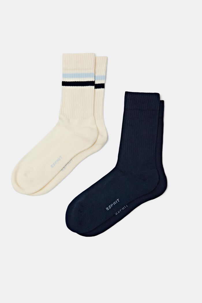 2-Pack Rib-Knit Socks, OFF WHITE/NAVY, detail image number 0