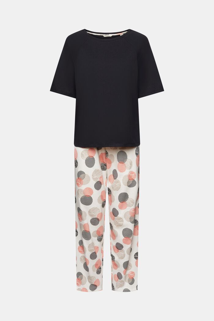 Pyjama set with printed bottoms, BLACK, detail image number 5