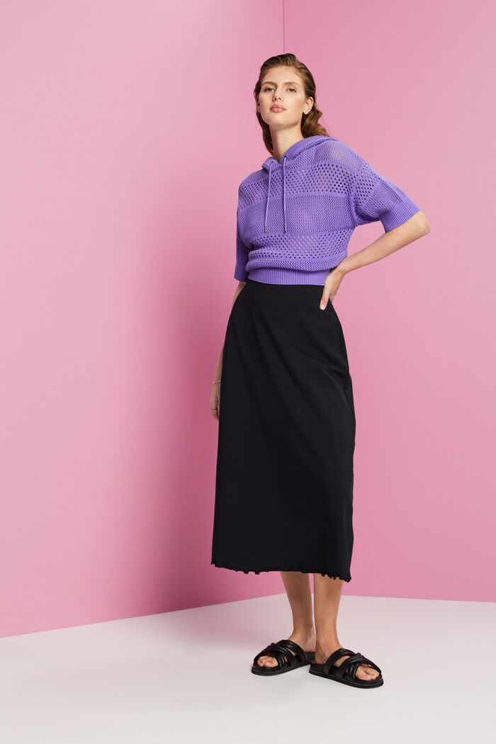 Jersey midi skirt, sustainable cotton, BLACK, detail image number 5