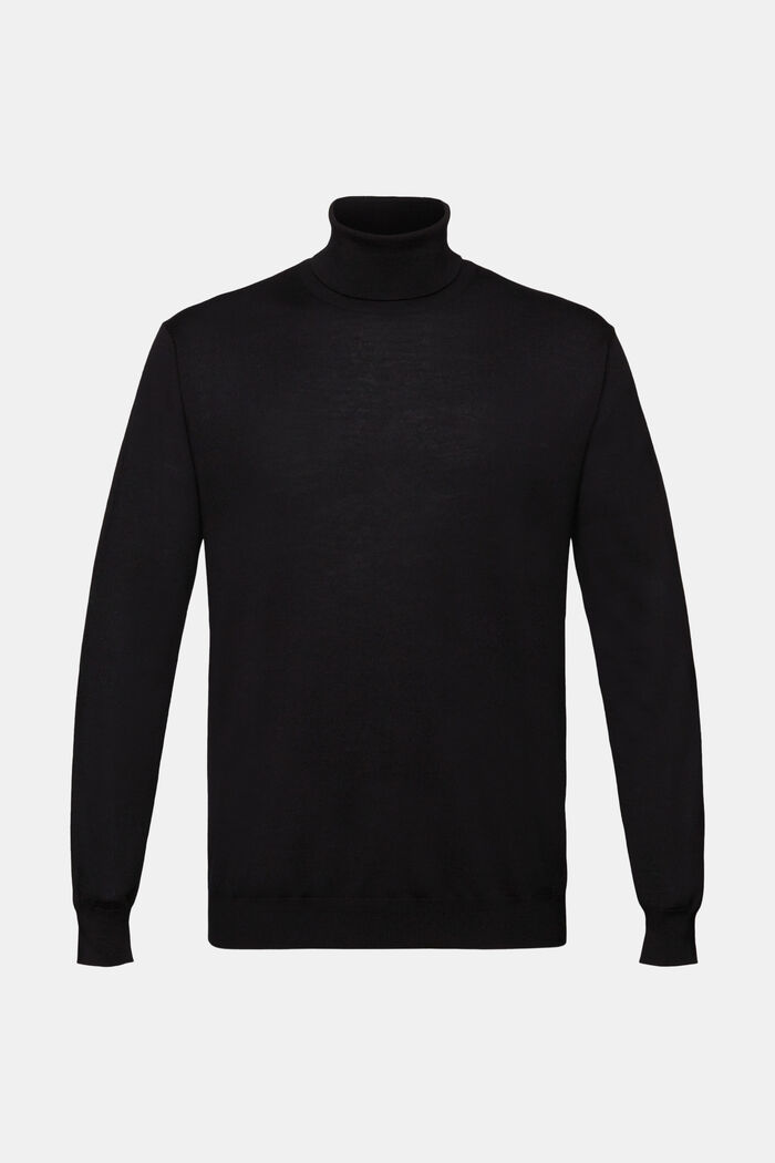 Merino Wool Turtleneck Sweater, BLACK, detail image number 6