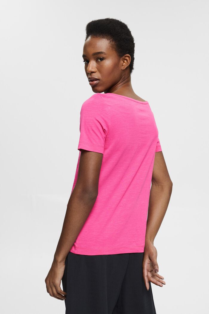 T-shirt with a bateau neckline, PINK FUCHSIA, detail image number 3