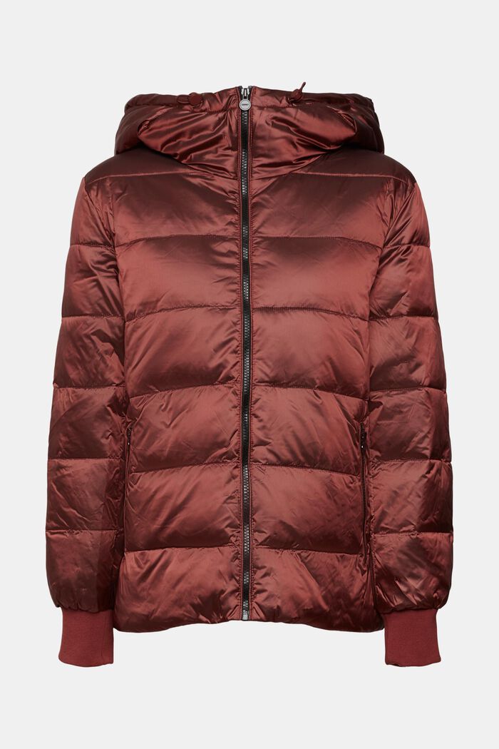 Shiny quilted jacket with hood