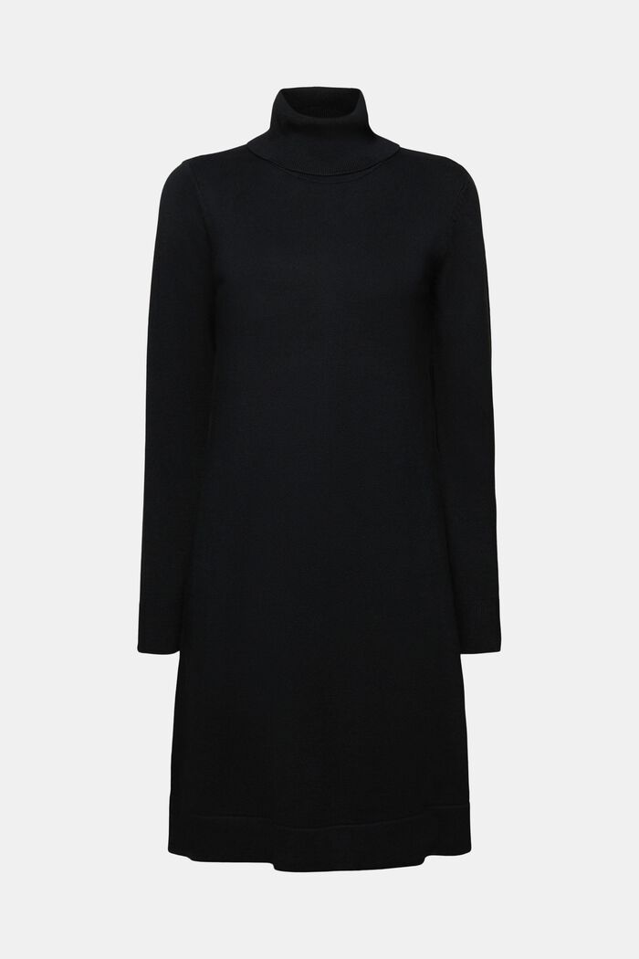 Turtleneck Knit Mini Dress, BLACK, detail image number 6