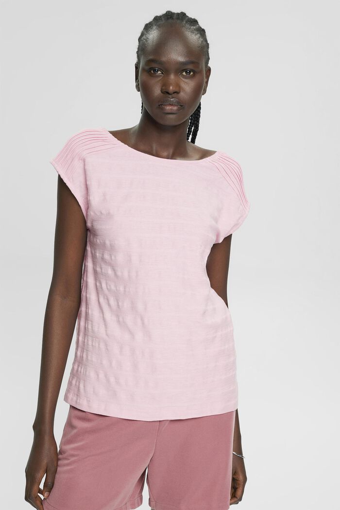 T-shirt with textured stripes, LIGHT PINK, detail image number 0