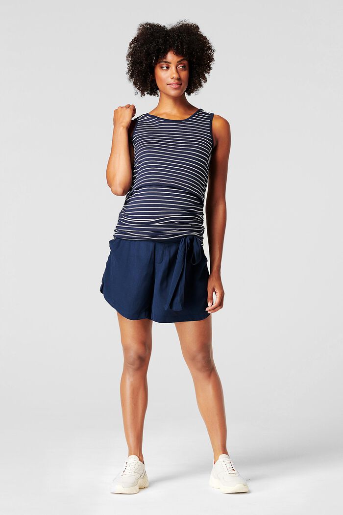 Woven shorts with an under-bump waistband, NIGHT SKY BLUE, overview